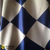 Big Grid Blue White Yard Dyed Polyester Blackout Curtain Fabric Home Textile