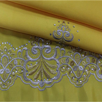 twist polyester satin embroider fabric
